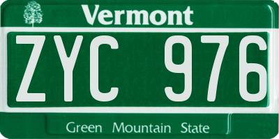 VT license plate ZYC976
