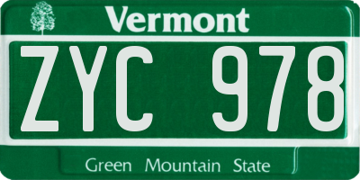 VT license plate ZYC978