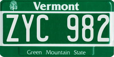 VT license plate ZYC982