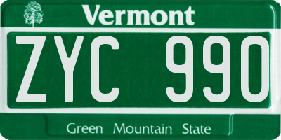 VT license plate ZYC990