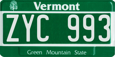 VT license plate ZYC993