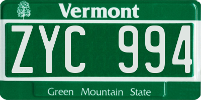 VT license plate ZYC994