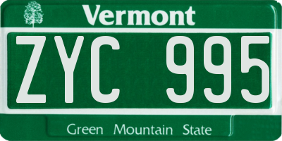 VT license plate ZYC995