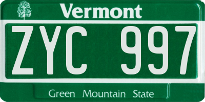 VT license plate ZYC997