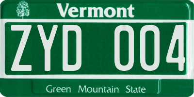 VT license plate ZYD004
