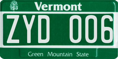 VT license plate ZYD006
