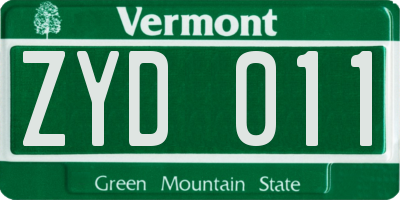 VT license plate ZYD011