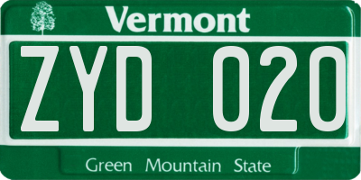 VT license plate ZYD020