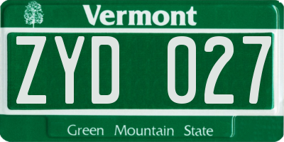 VT license plate ZYD027