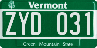 VT license plate ZYD031