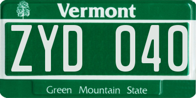 VT license plate ZYD040