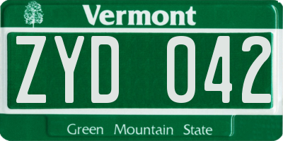 VT license plate ZYD042