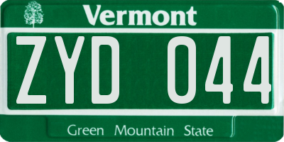VT license plate ZYD044