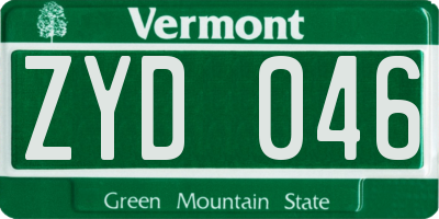 VT license plate ZYD046