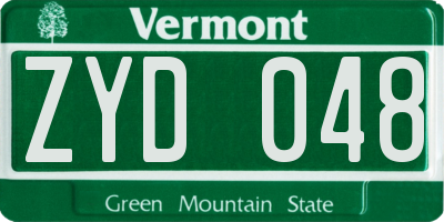 VT license plate ZYD048