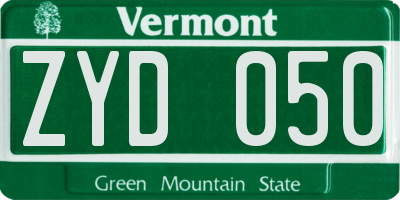 VT license plate ZYD050