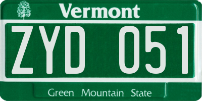 VT license plate ZYD051