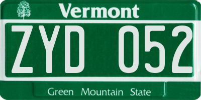 VT license plate ZYD052