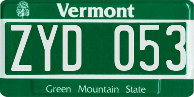 VT license plate ZYD053