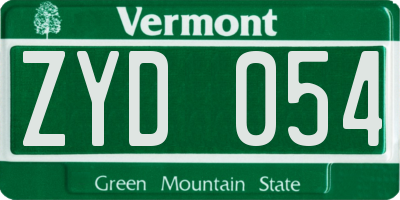 VT license plate ZYD054