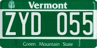 VT license plate ZYD055