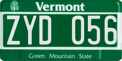 VT license plate ZYD056