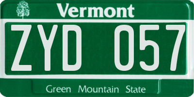 VT license plate ZYD057