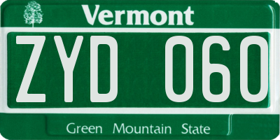 VT license plate ZYD060