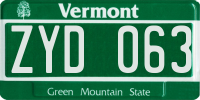 VT license plate ZYD063