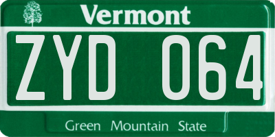 VT license plate ZYD064