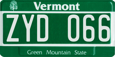 VT license plate ZYD066