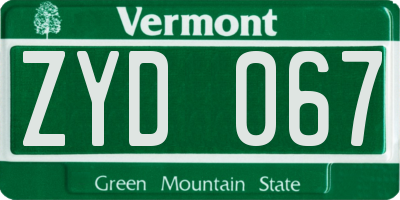 VT license plate ZYD067