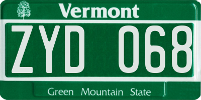 VT license plate ZYD068