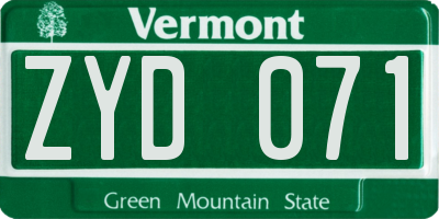 VT license plate ZYD071