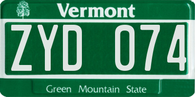 VT license plate ZYD074