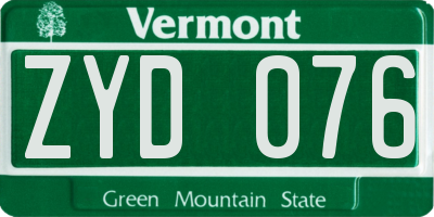 VT license plate ZYD076