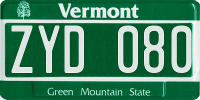 VT license plate ZYD080