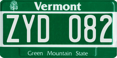 VT license plate ZYD082