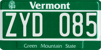 VT license plate ZYD085