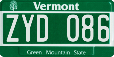 VT license plate ZYD086