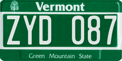 VT license plate ZYD087