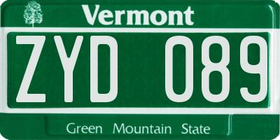 VT license plate ZYD089