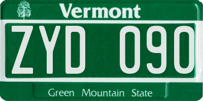 VT license plate ZYD090