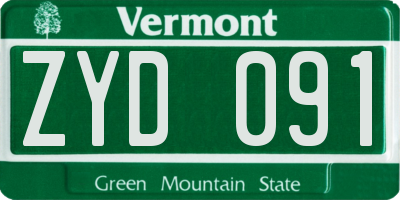 VT license plate ZYD091