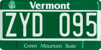 VT license plate ZYD095