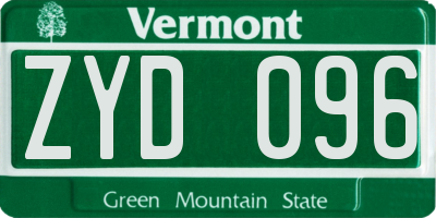 VT license plate ZYD096