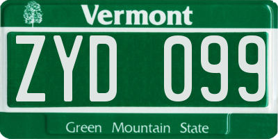 VT license plate ZYD099