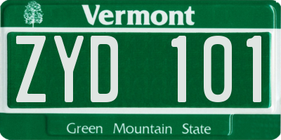VT license plate ZYD101