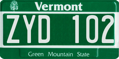 VT license plate ZYD102
