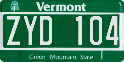 VT license plate ZYD104
